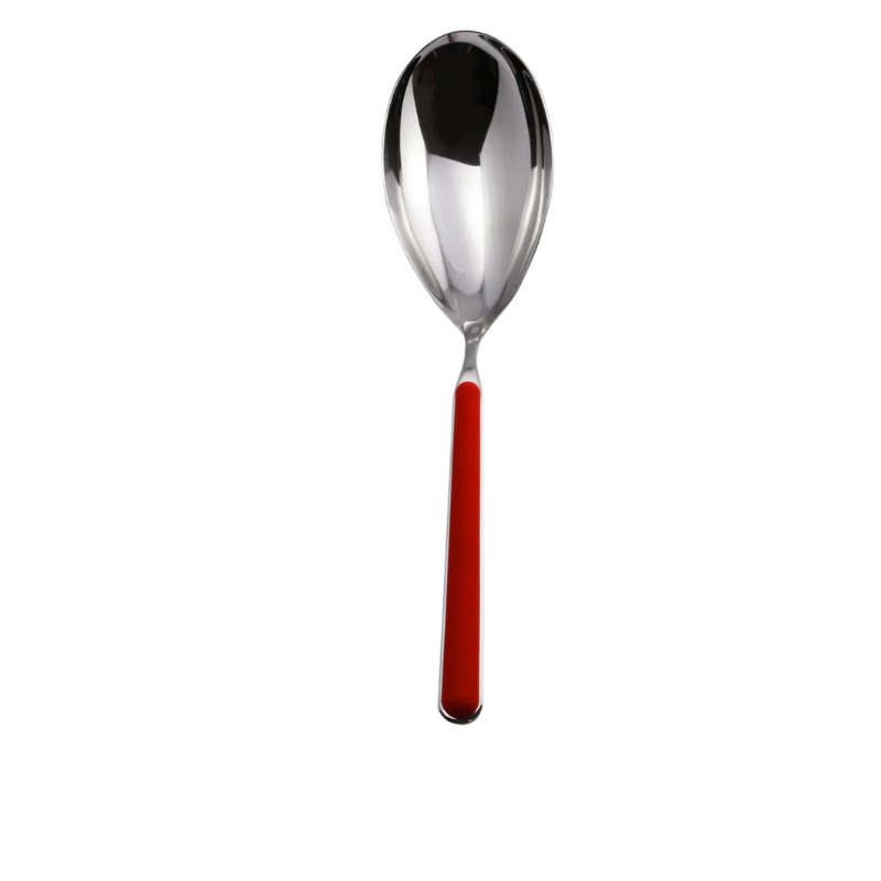The Fantasia Risotto Spoon from Mepra in red. This serveware also serves as a large serving spoon.