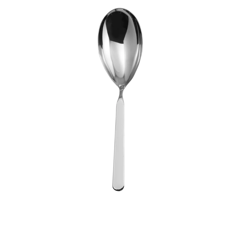 The Fantasia Risotto Spoon from Mepra in white. This serveware also serves as a large serving spoon.