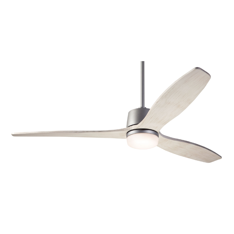 The Arbor DC LED - 54" ceiling fan by Modern Fan Co. with the graphite body and whitewash blades.