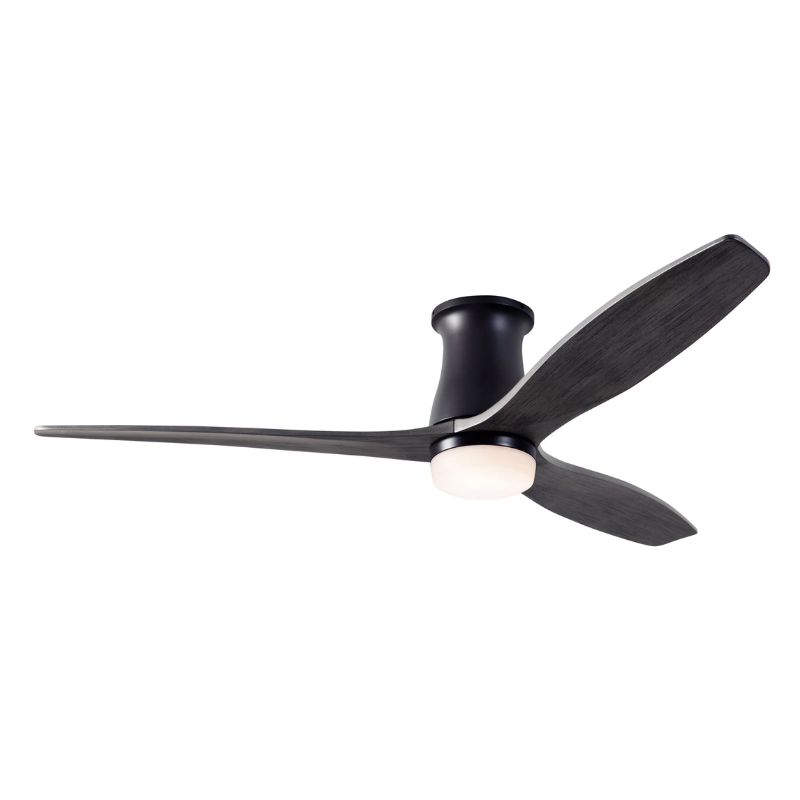 The Arbor Flush DC LED - 54" from Modern Fan Co. with the dark bronze body and ebony blades.