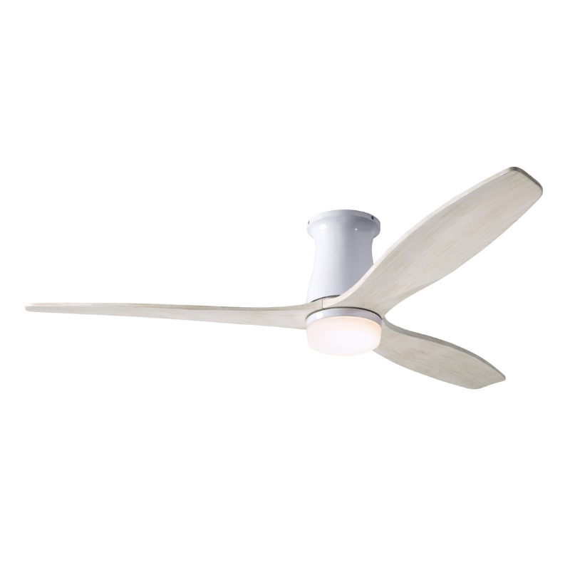The Arbor Flush DC LED - 54" from Modern Fan Co. with the gloss white body and whitewash blades.