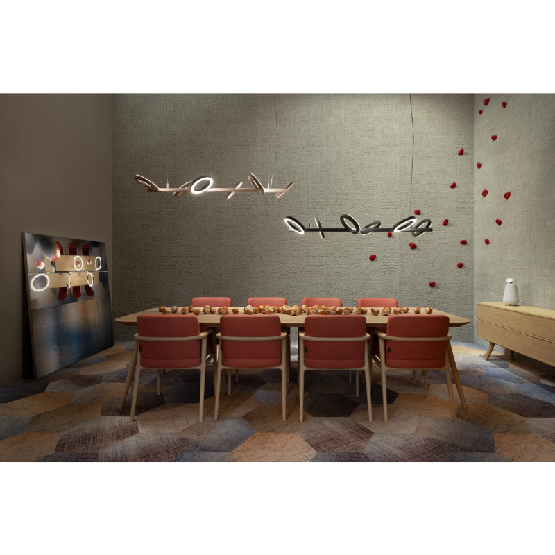 The Pallana Light from Moooi in a dining room.