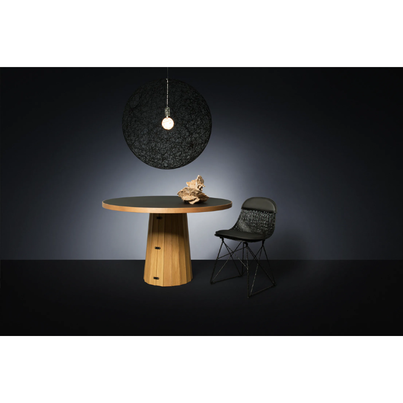 The Random II Pendant from Moooi above a dining table.