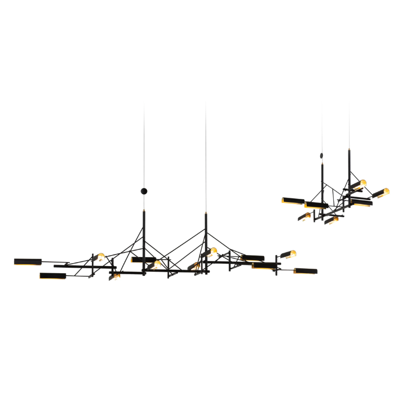 The Tinkering Linear Suspension Light by Moooi from multiple angles.