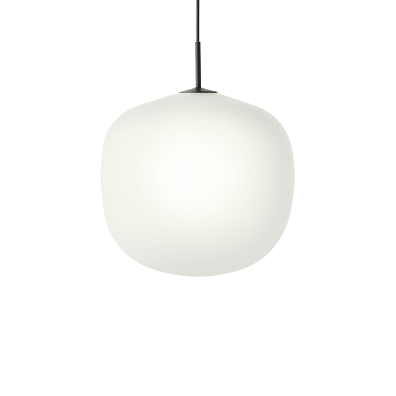 The Rime Pendant Lamp from Muuto in black, 17.7 inch size.