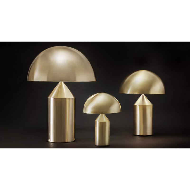 The Atollo Metal Table Lamp from Oluce in a shot showing the multiple sizes.
