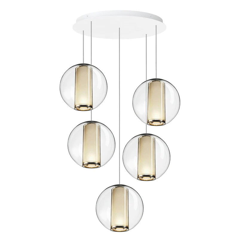The Bel Occhio Chandelier 5 from Pablo Designs in white.