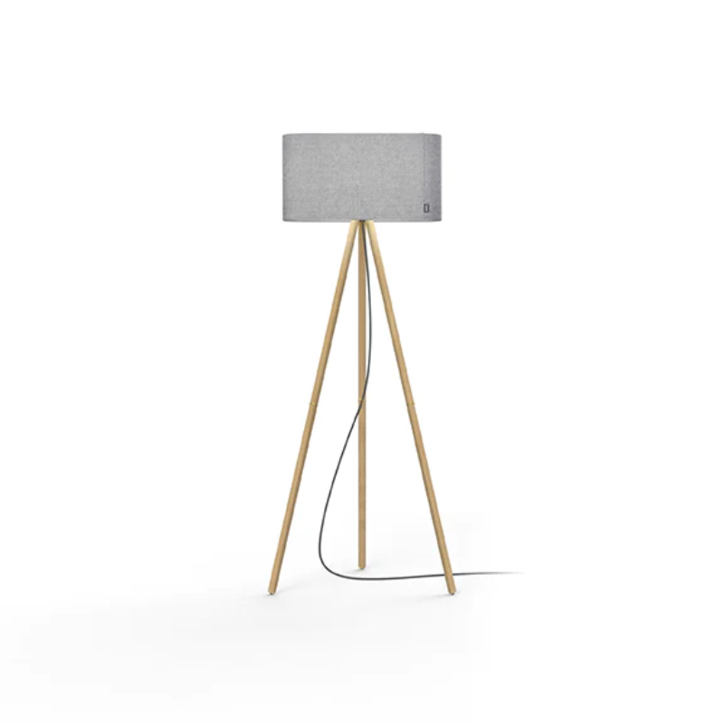 The Belmont Floor from Pablo Designs with silverdale fabric and oak finish.