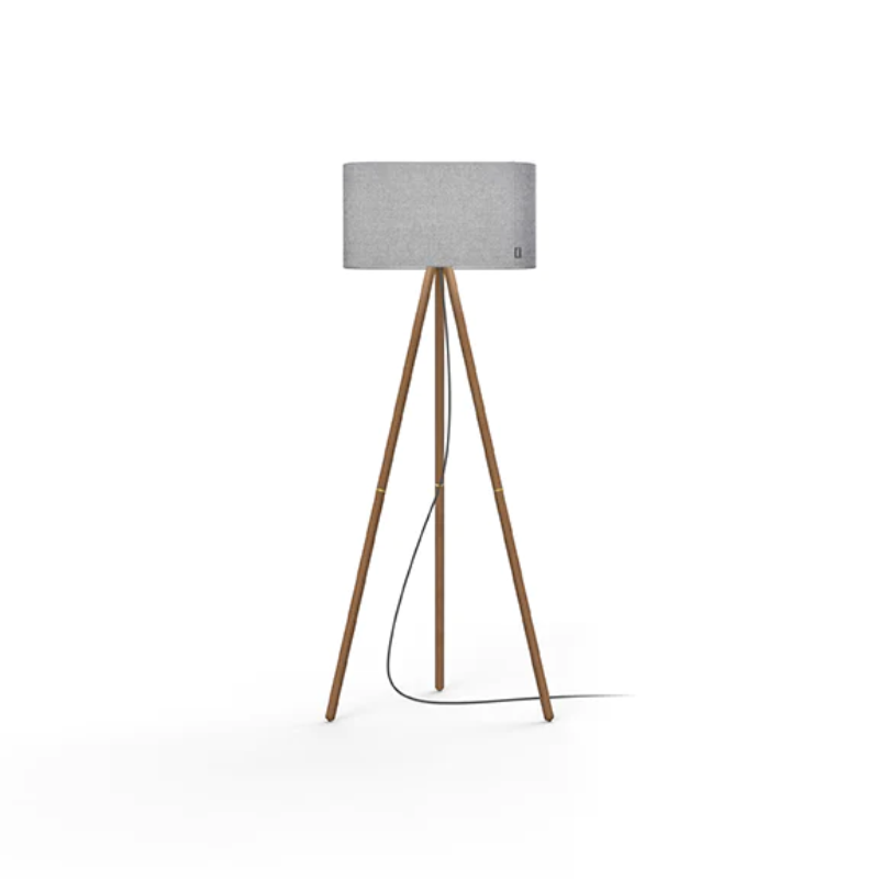 The Belmont Floor from Pablo Designs with silverdale fabric and walnut finish.