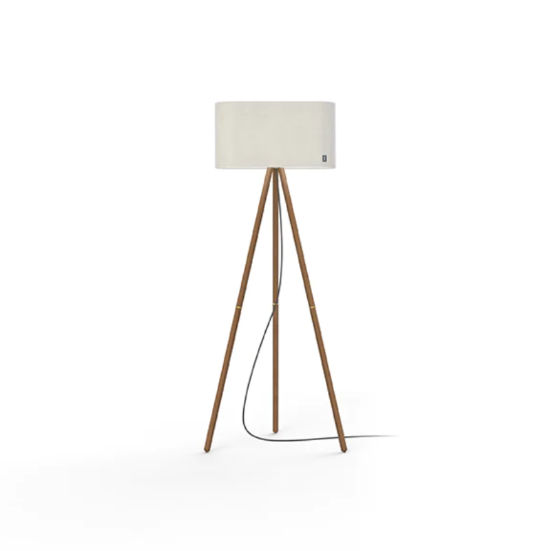 The Belmont Floor from Pablo Designs with white fabric and walnut finish.