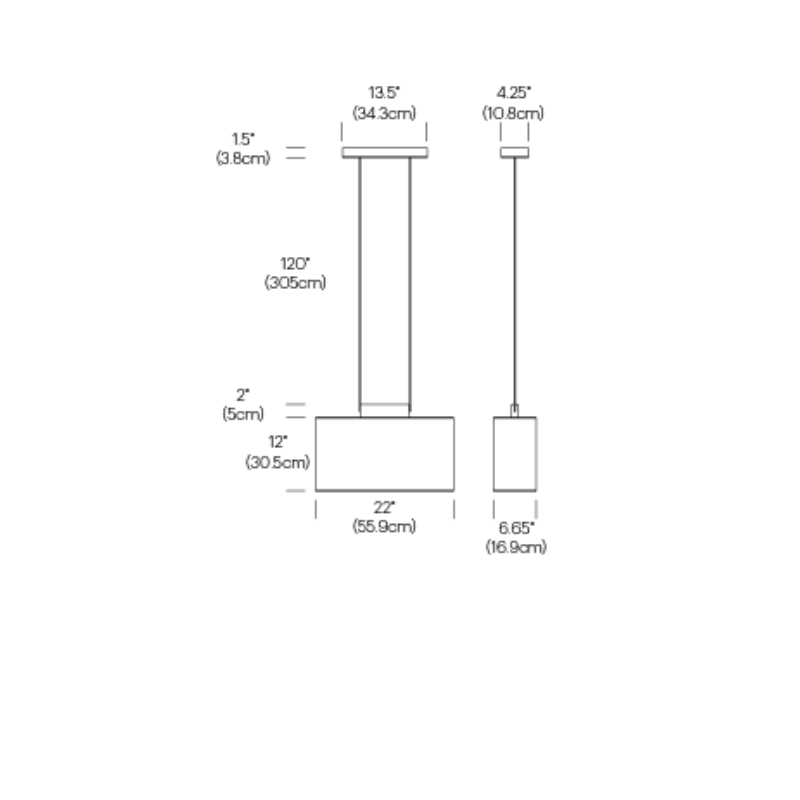 The dimensions of the Belmont Pendant from Pablo Designs.
