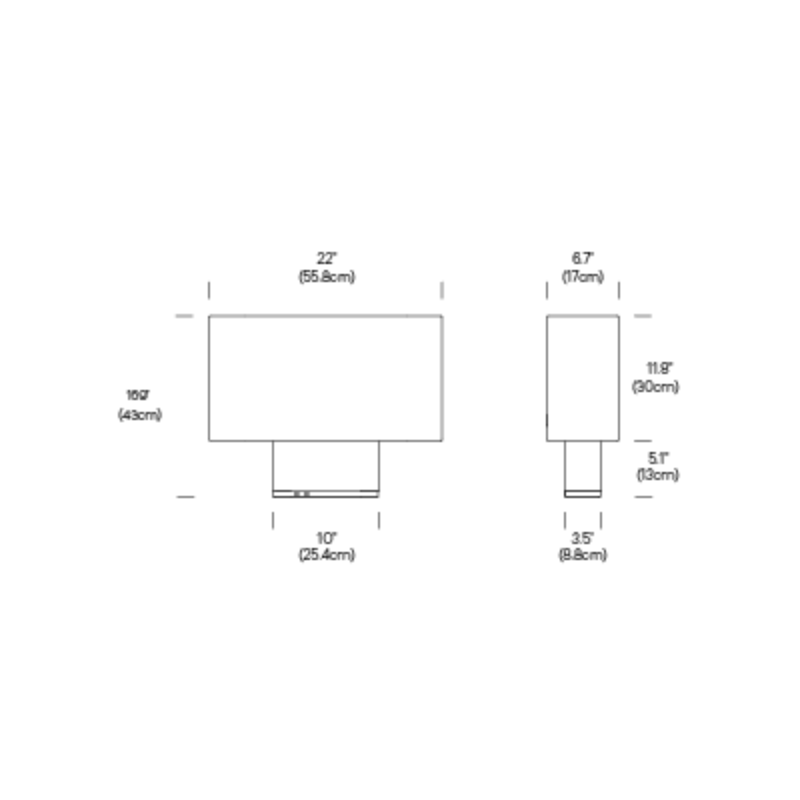 The dimensions of the Belmont Table from Pablo Designs.
