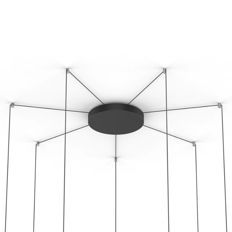 The 12 inch Bola Disc Multi-Light Canopy from Pablo Designs for holding between 7 and 11 Bola Disc Pendants in black.