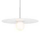 This is a photograph of the 32 inch Bola Disc Pendant from Pablo Designs in gloss white.