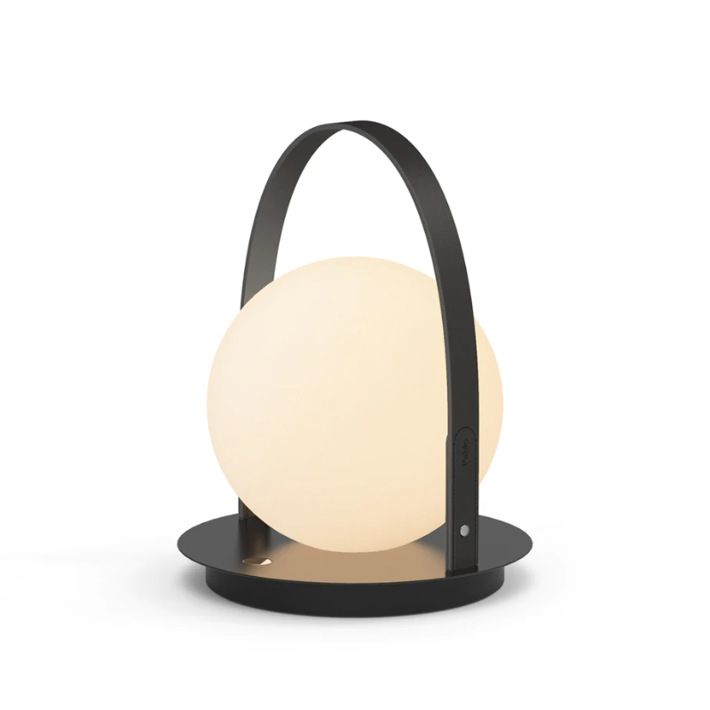 The Bola Lantern from Pablo Designs with the black handle and black base.
