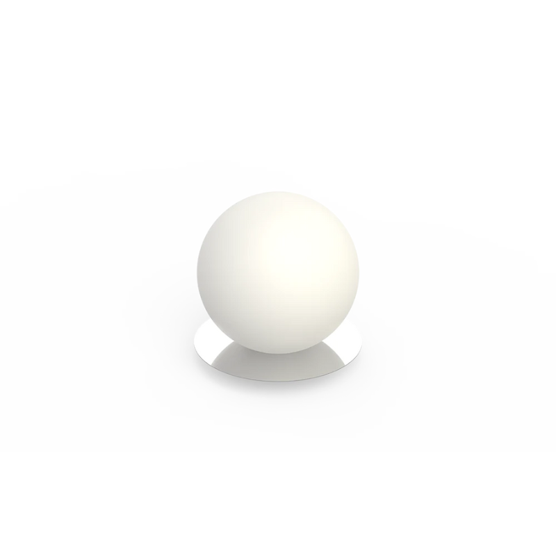 The Bola Sphere Table from Pablo Designs, 8 inch size in chrome.