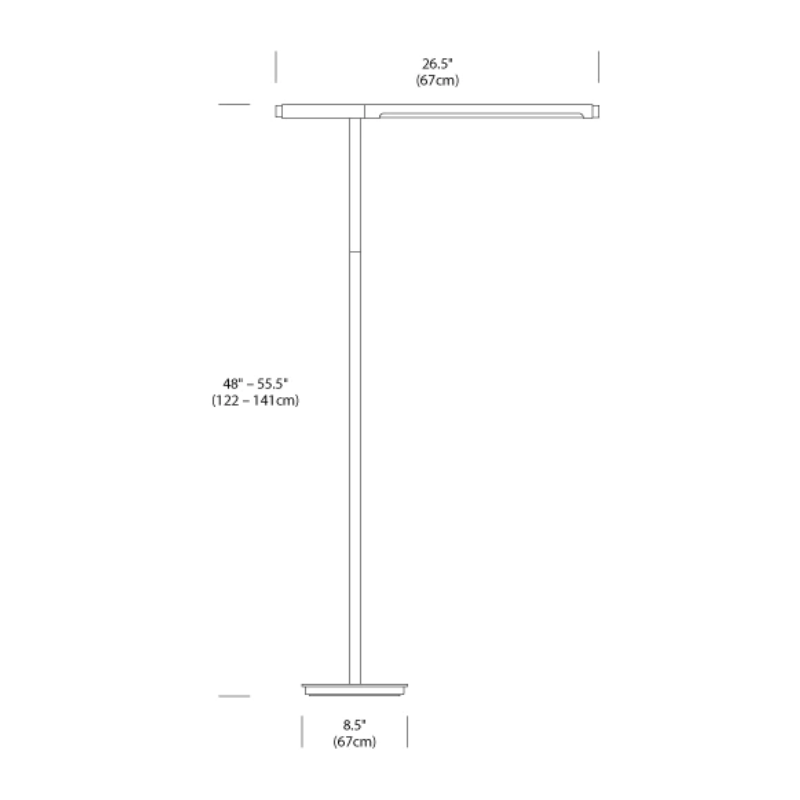 The dimensions for the Brazo Floor from Pablo Designs.