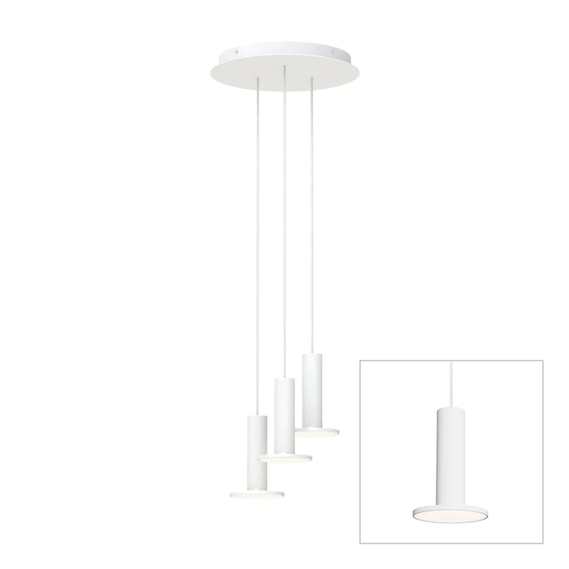 The Cielo Plus Chandelier from Pablo Designs with 3 pendants in white.