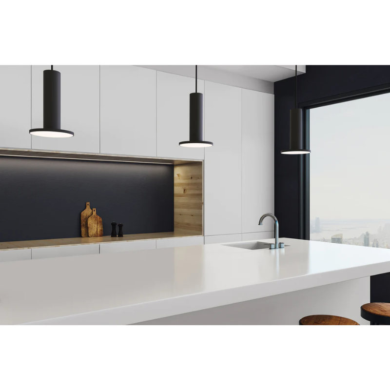 Boasting a robust 860 lumens of warm dimmable light, Cielo Plus maintains a compact and classic shape that integrates into any environment, regardless of style. Cielo Plus is offered in two refined machine-trace finishes in silver and brass as well as two textured painted finishes in white and black. Cielo can be suspended individually, in a series, or in chandelier groupings to provide warm and balanced illumination.