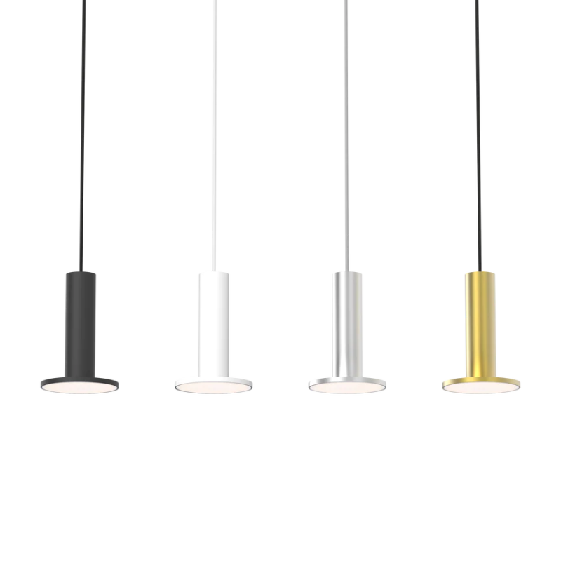 Boasting a robust 860 lumens of warm dimmable light, Cielo Plus maintains a compact and classic shape that integrates into any environment, regardless of style. Cielo Plus is offered in two refined machine-trace finishes in silver and brass as well as two textured painted finishes in white and black. Cielo can be suspended individually, in a series, or in chandelier groupings to provide warm and balanced illumination.