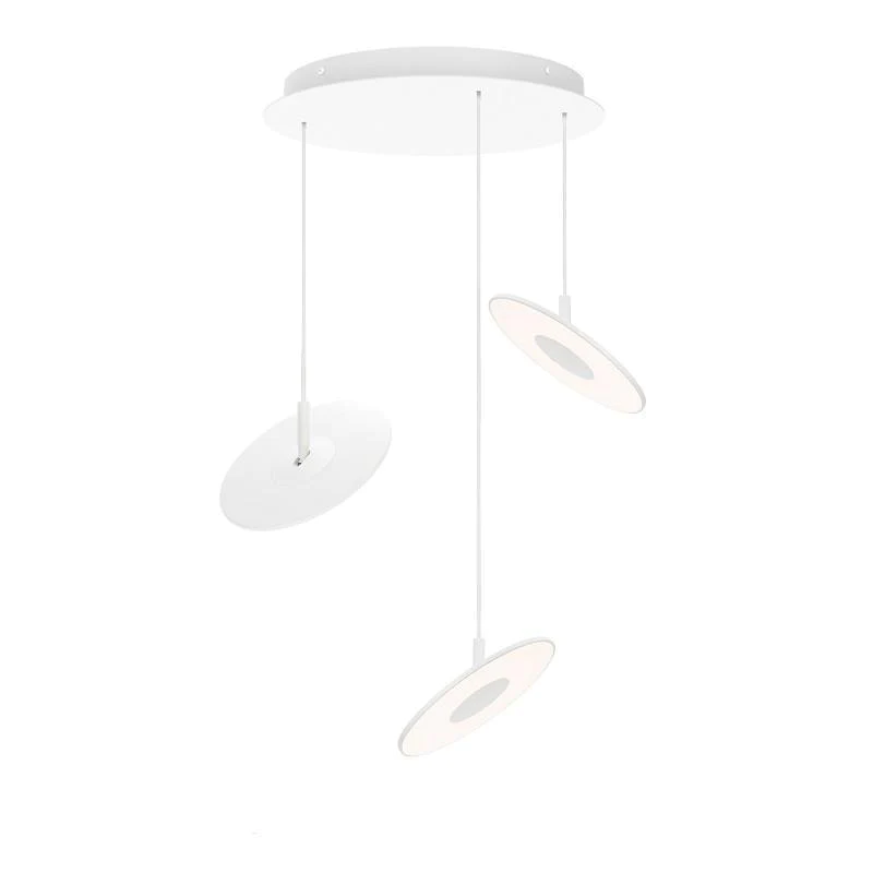 The Circa Chandelier from Pablo Designs with 3 pendants in white.