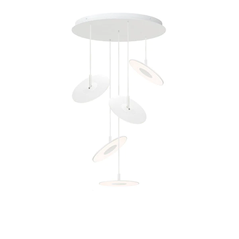 The Circa Chandelier from Pablo Designs with 5 pendants in white.