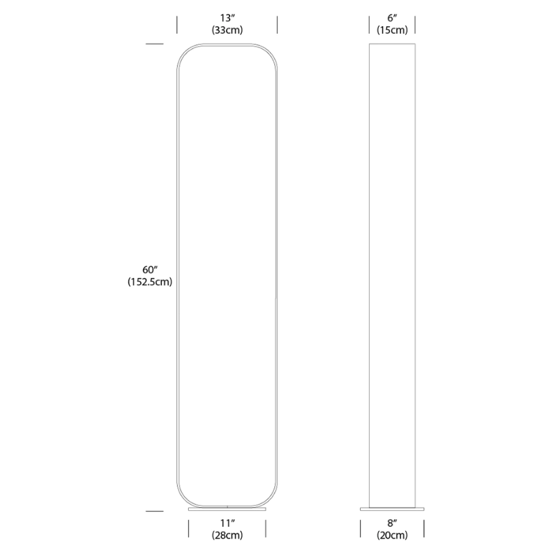The dimensions for the Contour Floor from Pablo Designs.