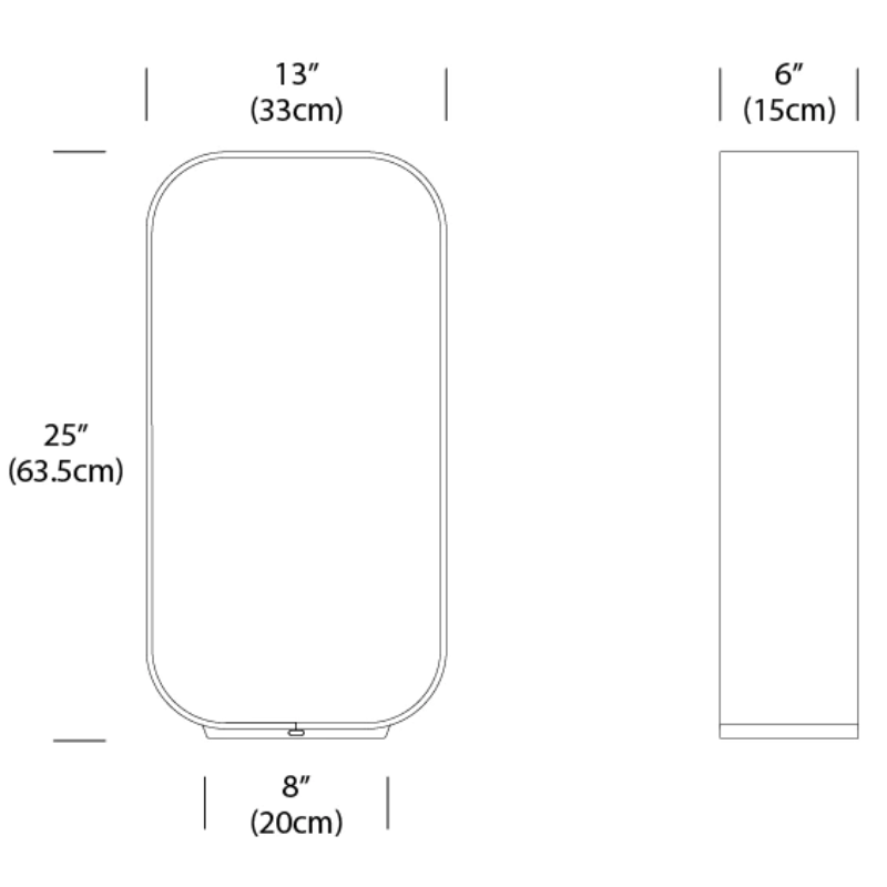 The dimensions of the large Contour Table from Pablo Designs.