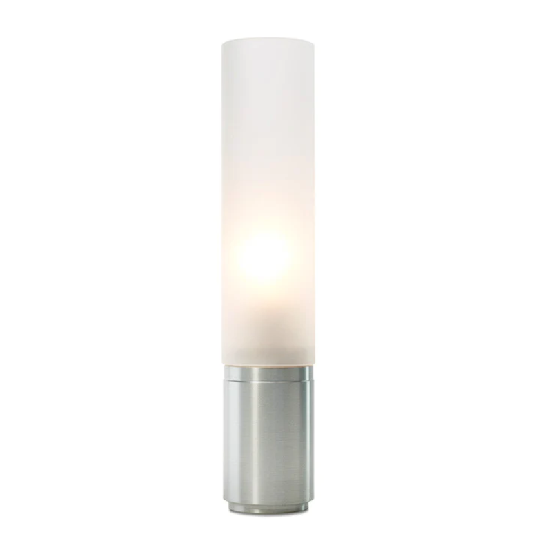 The Elise Table light from Pablo Designs, in the 12 inch size and silver color.