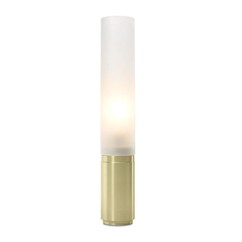 The Elise Table light from Pablo Designs, in the 18 inch size and brass color.