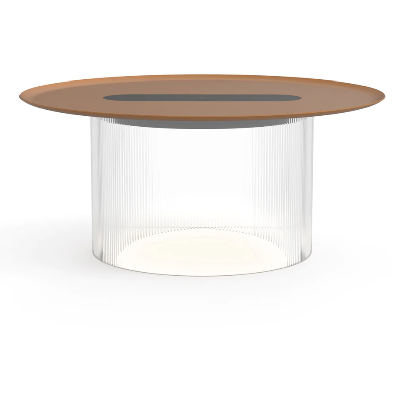 The large Carousel Table from Pablo Designs with the clear diffuser and 16" terracotta tray.