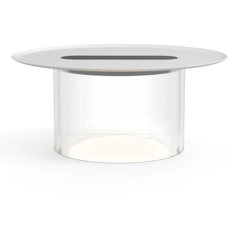 The large Carousel Table from Pablo Designs with the clear diffuser and 16" white tray.