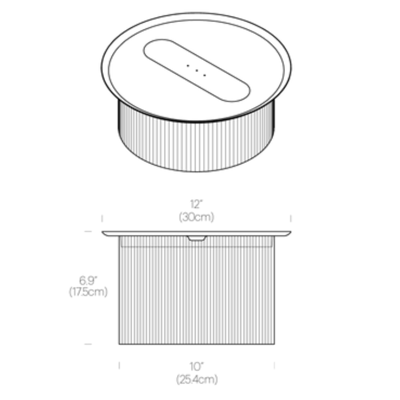 The dimensions for the large Carousel Table from Pablo Designs.