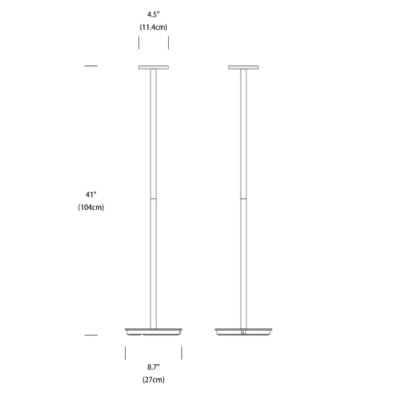 The dimensions of the Luci Floor portable LED light from Pablo Designs.