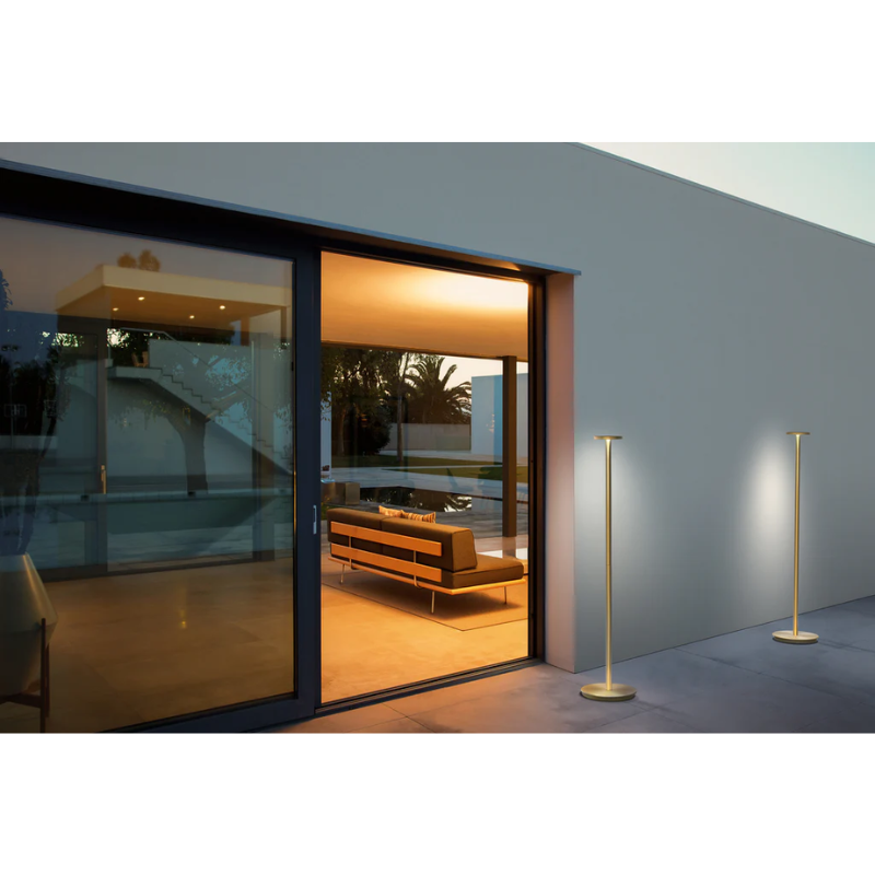 The Luci Floor by Pablo Designs outside a living room space.