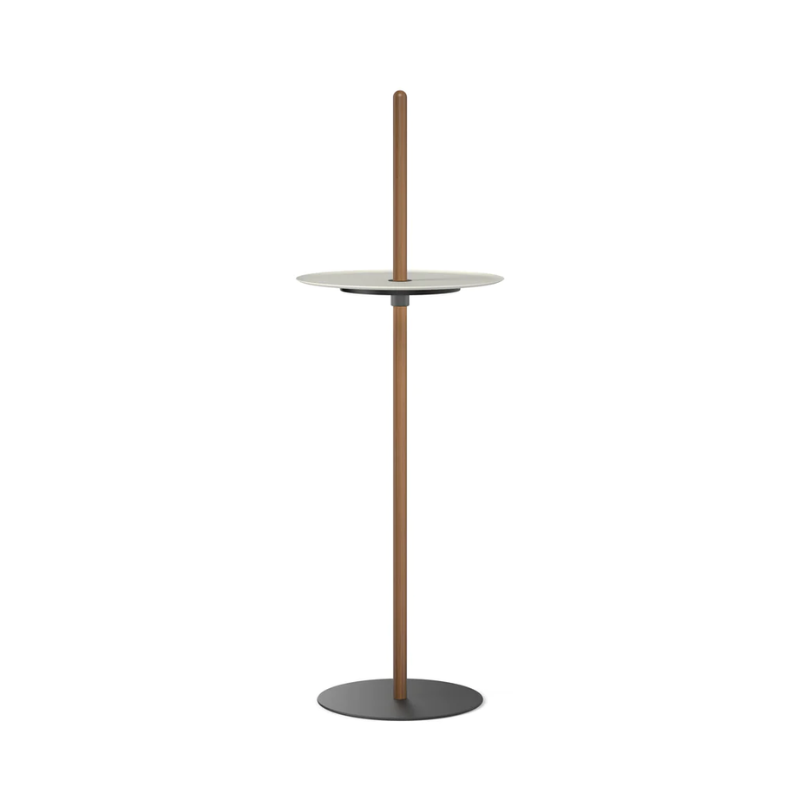 The large Nivél Pedestal from Pablo Designs with the walnut post and white tray.
