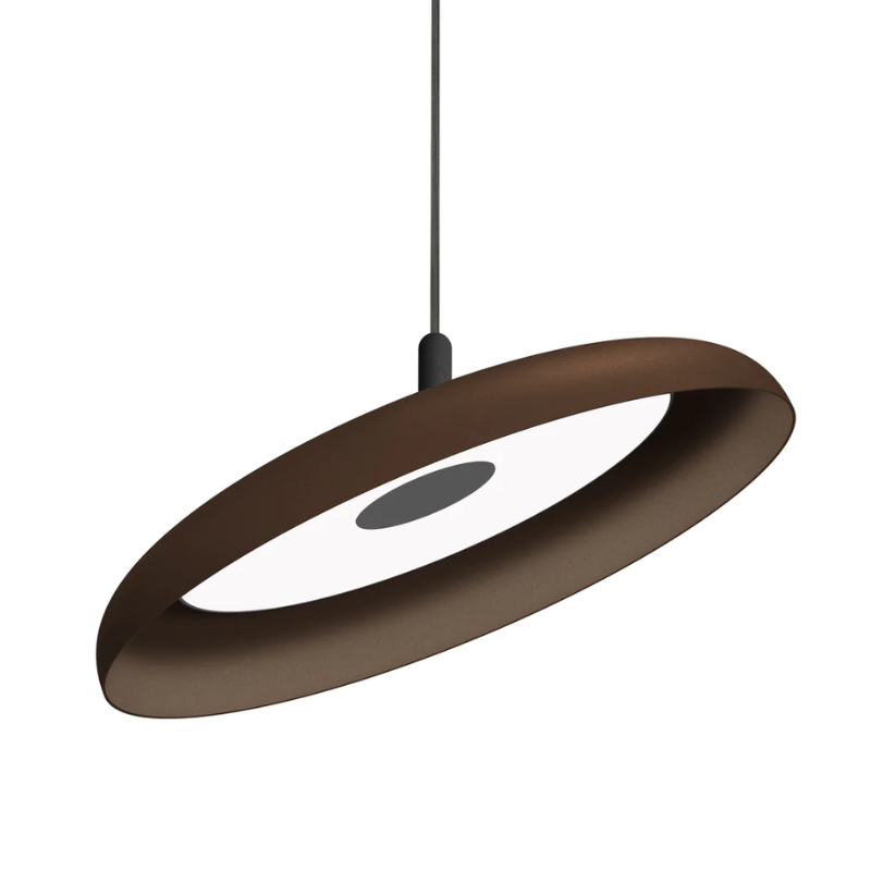The 22" (large) Nivél Pendant from Pablo Designs with the black cord and espresso shade.