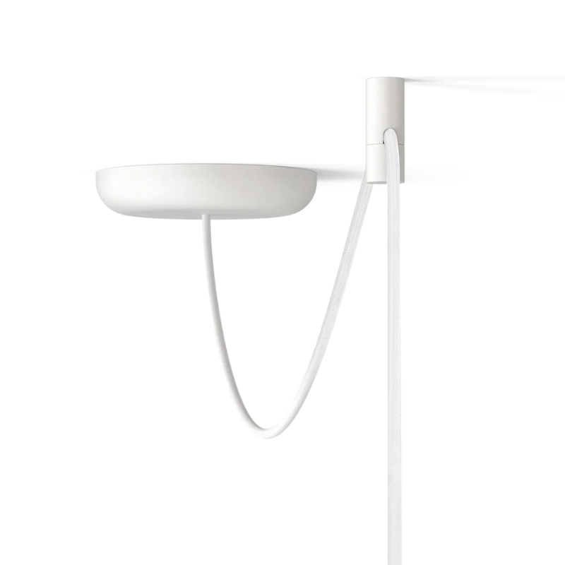 A close up on the white cord of the Nivél Pendant from Pablo Designs.