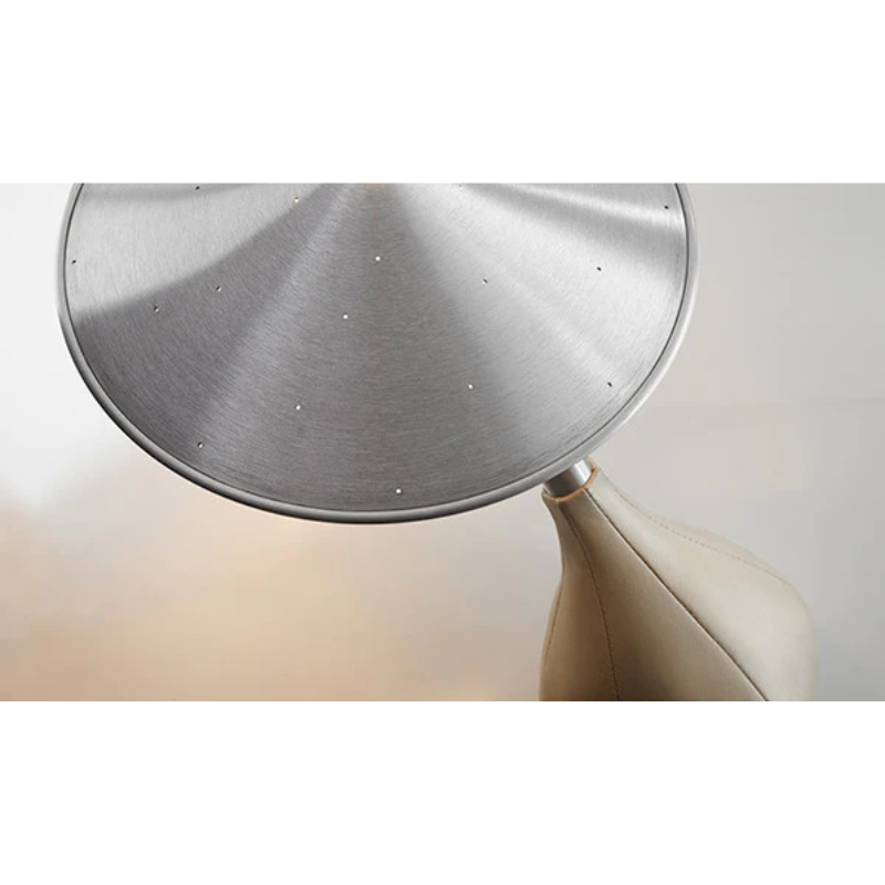 A high angle shot of the Piccola with the ivory leather finish to show better detail of the shade from behind.