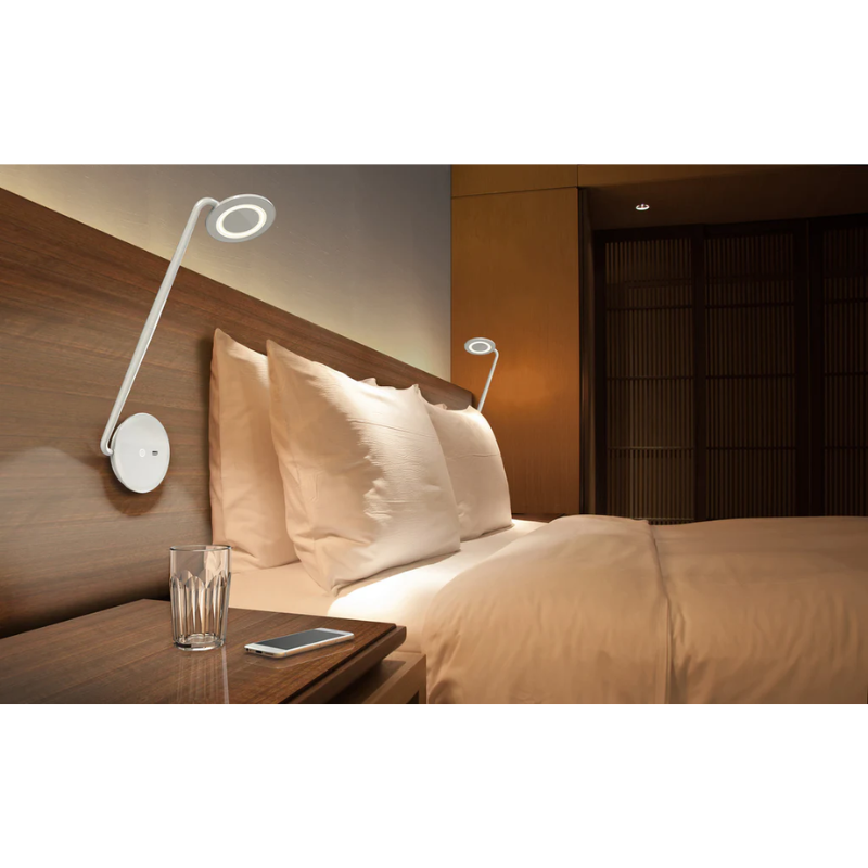 The Pixo Wall by Pablo Designs being used on either side of the bed within a bedroom.