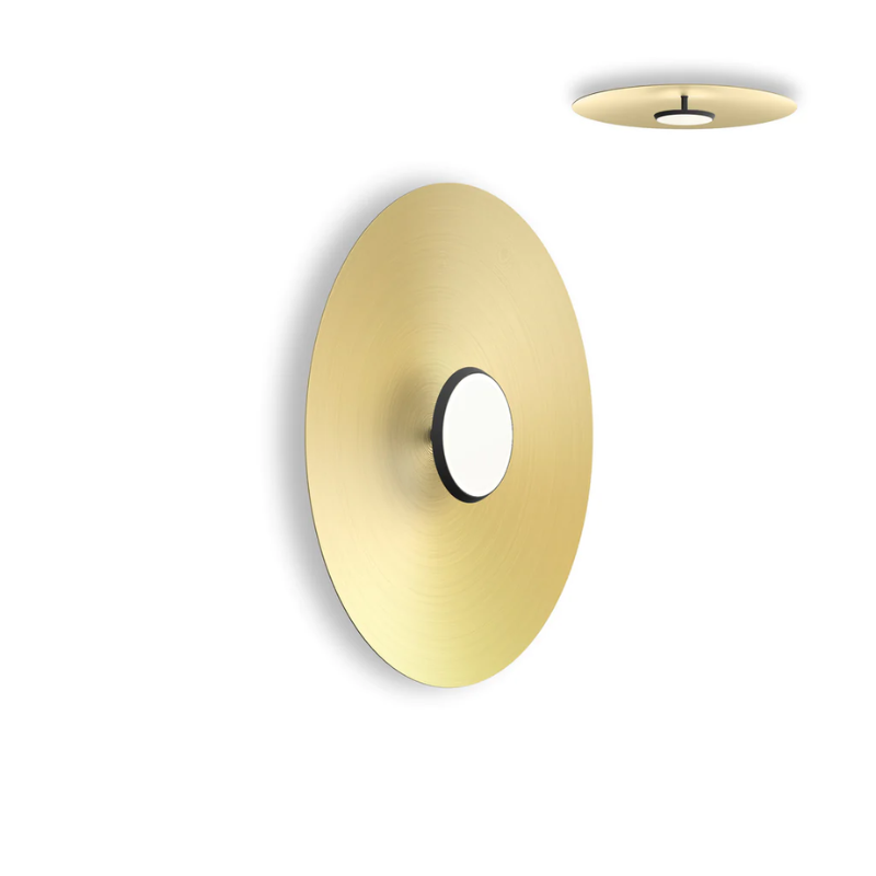 The 24 inch Sky Dome Flush Metal from Pablo Designs with the matte black lamp and brass dome.