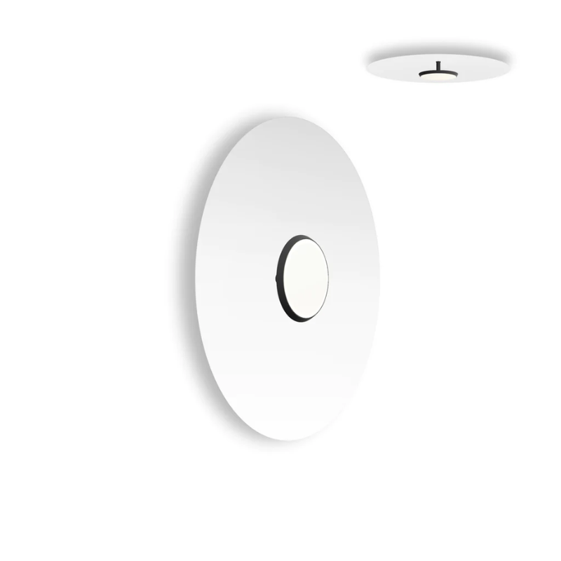 The 24 inch Sky Dome Flush Metal from Pablo Designs with the matte black lamp and white dome.