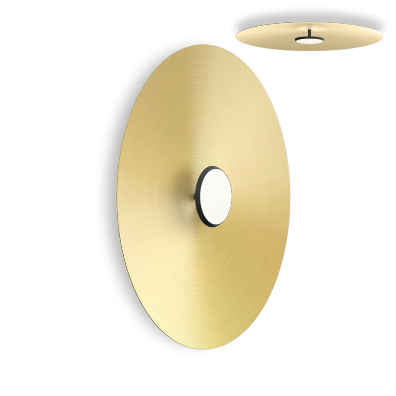 The 32 inch Sky Dome Flush Metal from Pablo Designs with the matte black lamp and brass dome.