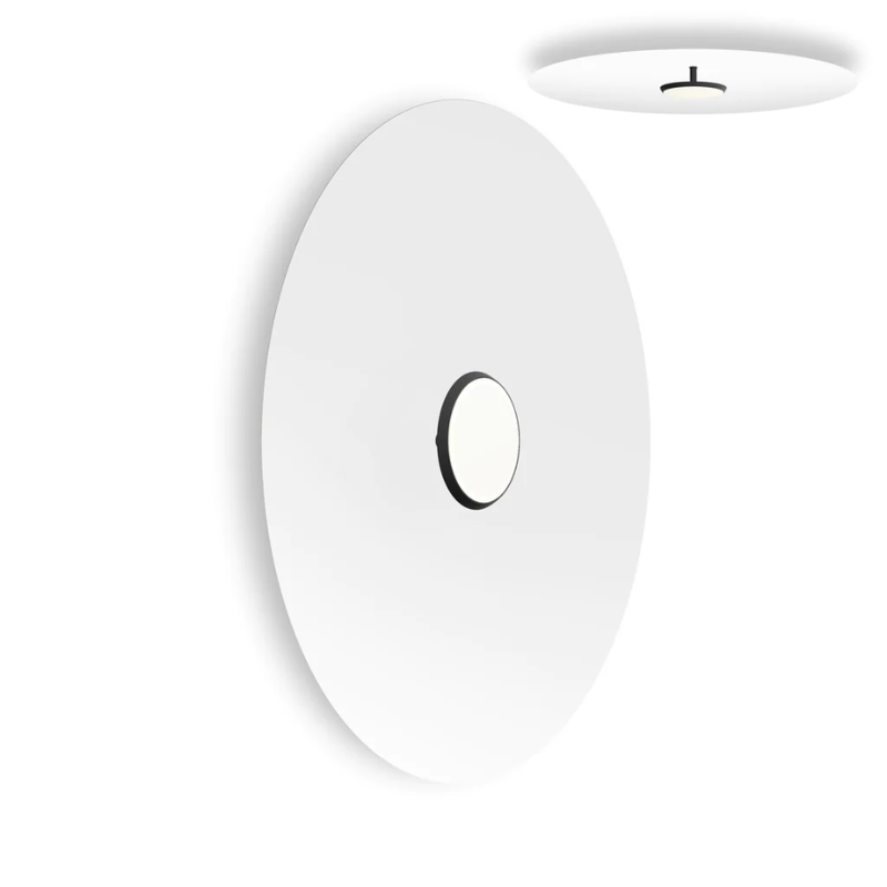 The 32 inch Sky Dome Flush Metal from Pablo Designs with the matte black lamp and white dome.