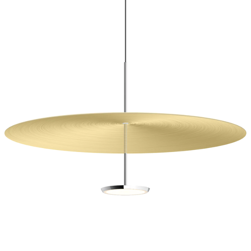 The Sky Dome Metal from Pablo Designs in Polished Aluminum and Brushed Brass, 32 inch size.