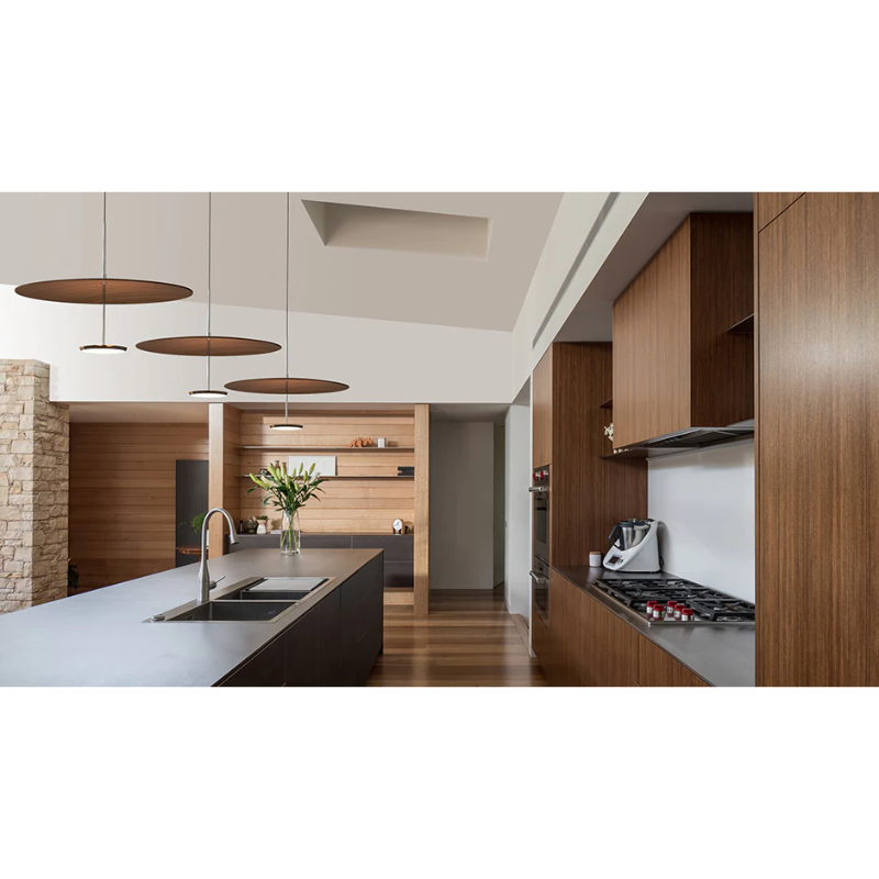 Sky Dome is available in pressed wood shade reflectors that when combined with their powerful 2-sided LED light source gives the lamp a weightless appearance while providing unparalleled illumination in all directions. Sky Dome combines form and function with unsurpassed quality and is available in 2 sizes : 18"(45.8cm) and 24"(61cm).