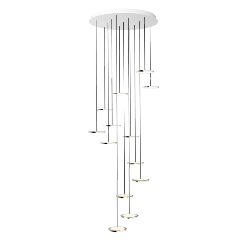 The Sky Collection was inspired as a modular pendant lighting system and Sky Solo is its core foundational element. Its minimal all-aluminum design highlights a powerful two-sided flat panel light source with Dim to Warm LED technology that can deliver up to 1250 lumens of warm ambient light in all directions.