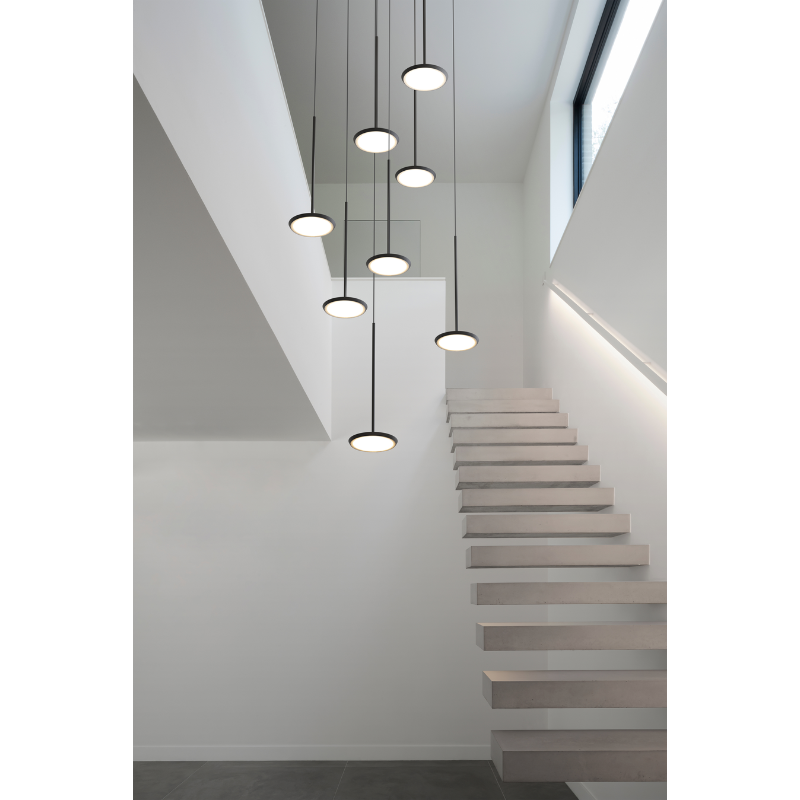 The Sky Collection was inspired as a modular pendant lighting system and Sky Solo is its core foundational element. Its minimal all-aluminum design highlights a powerful two-sided flat panel light source with Dim to Warm LED technology that can deliver up to 1250 lumens of warm ambient light in all directions.