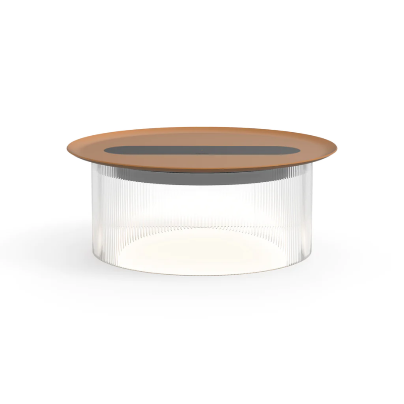 The small Carousel Table from Pablo Designs with the clear diffuser and 12" terracotta tray.