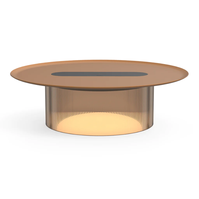 The small Carousel Table from Pablo Designs with the bronze diffuser and 16" terracotta tray.